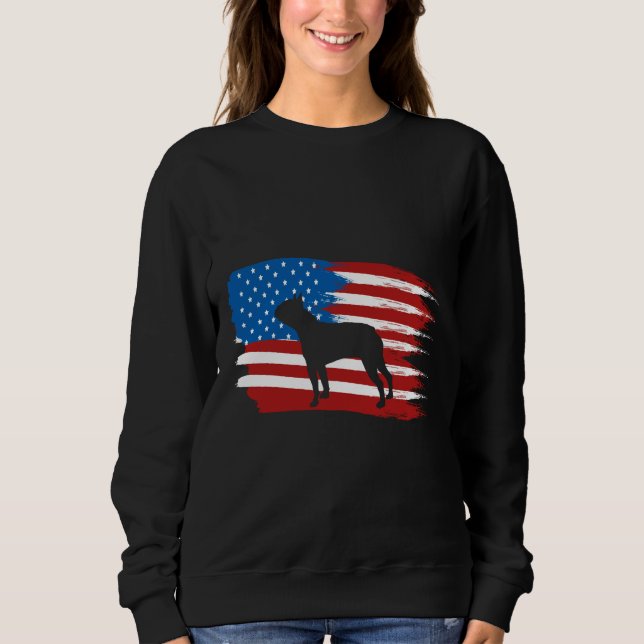 Moletom Boston Terrier American Flag Usa Patriota Dog (Frente)