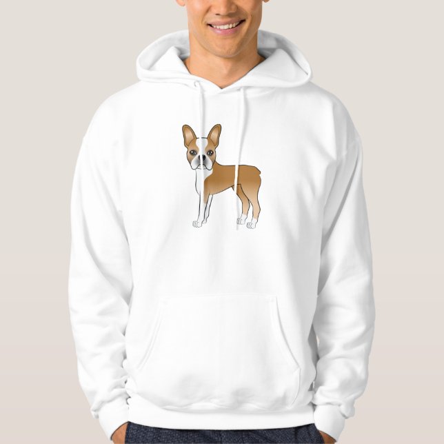 Moletom Boston Terrier Bege e Branco Cachorro de Desenho A (Frente)