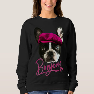 Moletom Boston Terrier Bonjour Pink Heart French