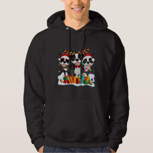 Moletom Boston Terrier Christmas Santa Hat Xmas Lights Dog