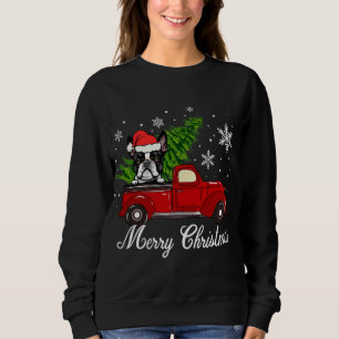 Moletom Boston Terrier Dog Andando na Feliz Red Truck Chri
