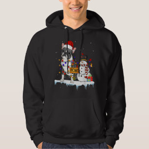 Moletom boston terrier Dog Christmas Snowman Xmas Lights P
