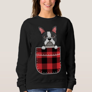 Moletom Boston Terrier Dog Em Buffalo Xadrez Pocket Impres