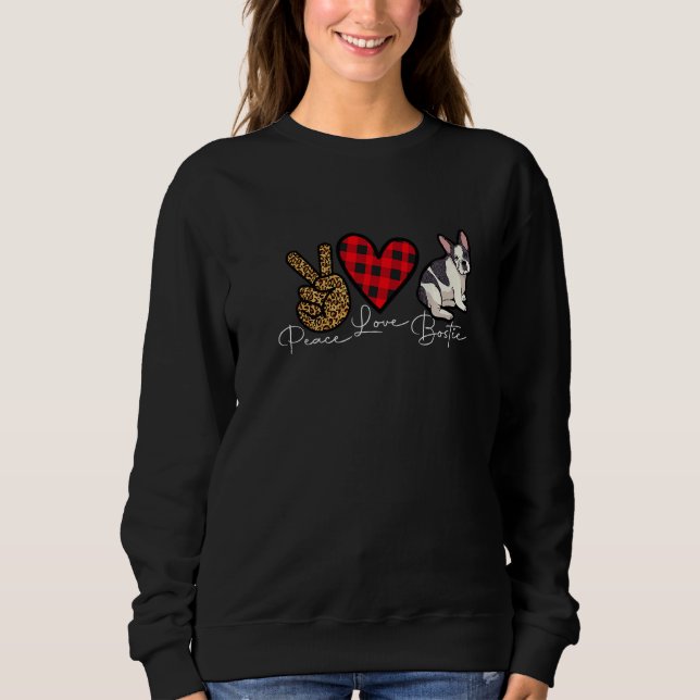 Moletom Boston Terrier Dog Funny Cute Love Peace Puppy Lov (Frente)