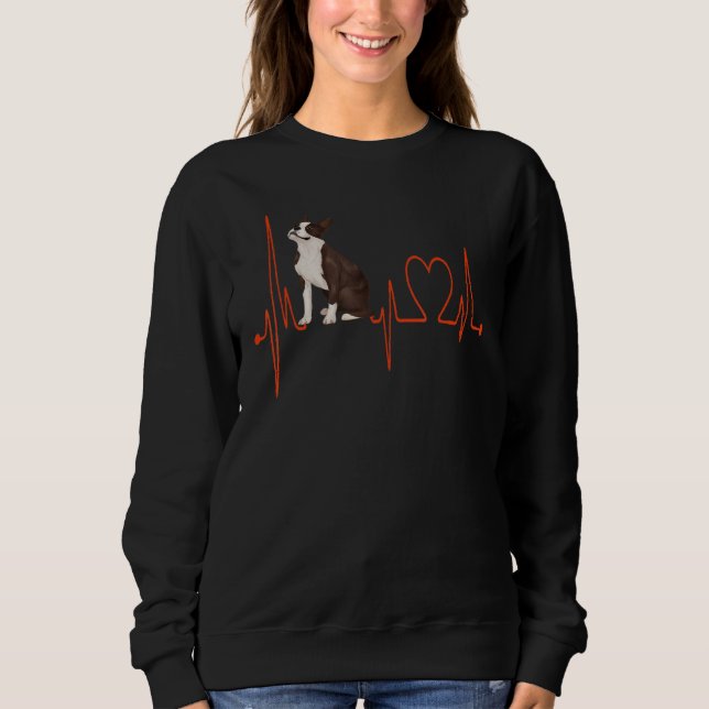 Moletom Boston Terrier Dog Heartbeat EKG Funny My Dogs My  (Frente)