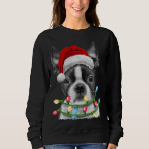 Moletom Boston Terrier Dog Papais noeis Árvores de Natal L