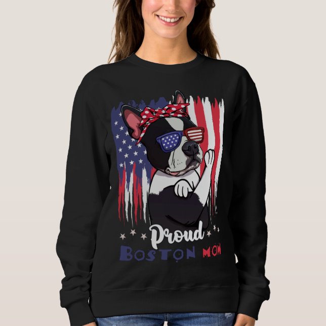 Moletom Boston Terrier Dog With Sunglasses American Flag (Frente)