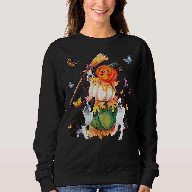 Moletom Boston Terrier Funny Scarecrow Halloween (Frente)