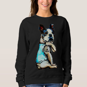 Moletom Boston Terrier I Love Mãe Tattoo Dog Dia de as mãe