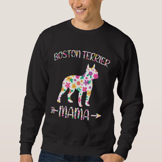 Moletom Boston Terrier Mama Floral Dog Mom Mothers Day (Frente)