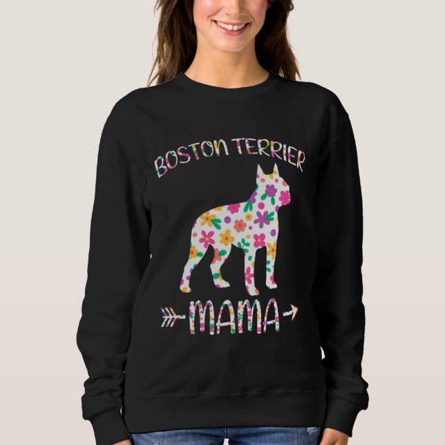 Moletom Boston Terrier Mama Floral Dog Mom Mothers Day (Frente)