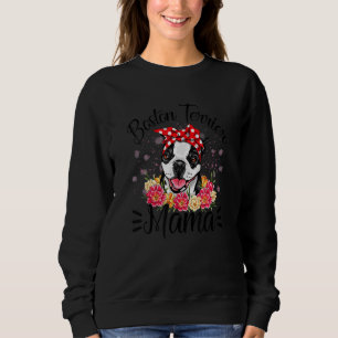 Moletom Boston Terrier Mama Florals Cachorro bonito Mãe da
