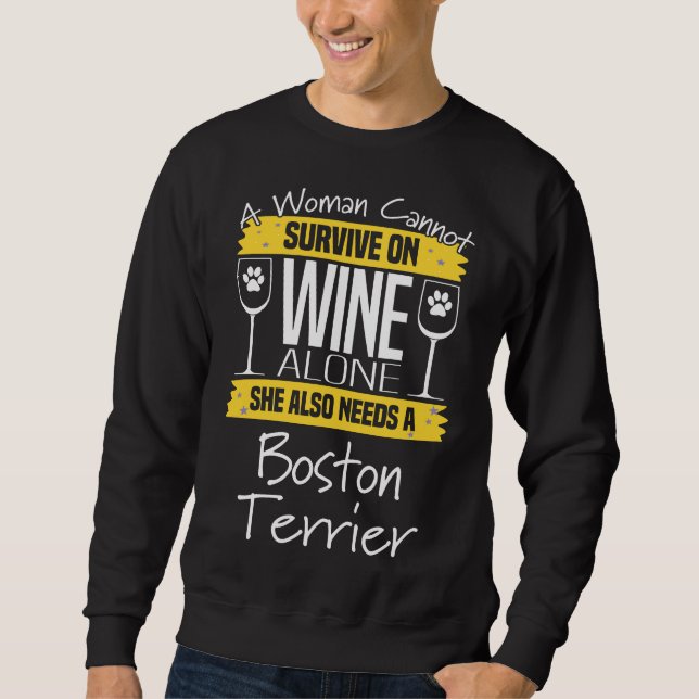 Moletom Boston Terrier Mulher não pode sobreviver com Wi (Frente)