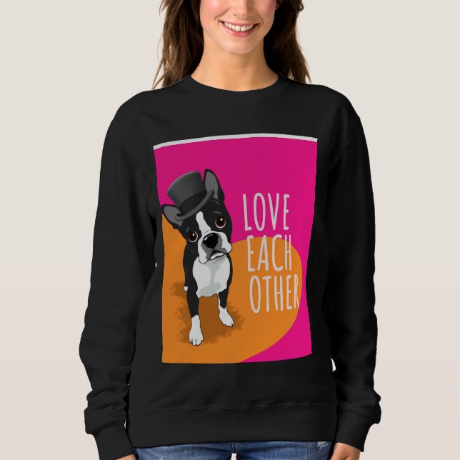Moletom Boston Terrier se amam com gráficos (Frente)