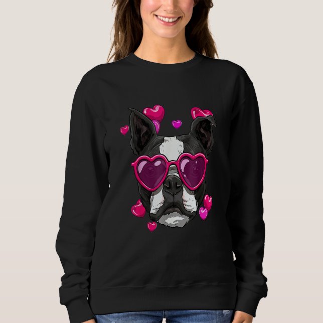 Moletom Boston Terrier Valentines Day Heart Dog (Frente)