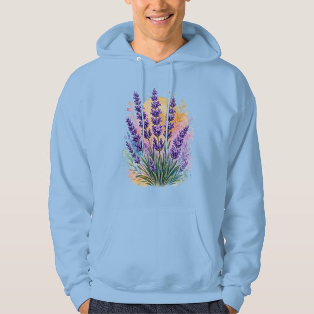 Moletom Botânico de Aguarela com Ramo de Lavanda (Frente)