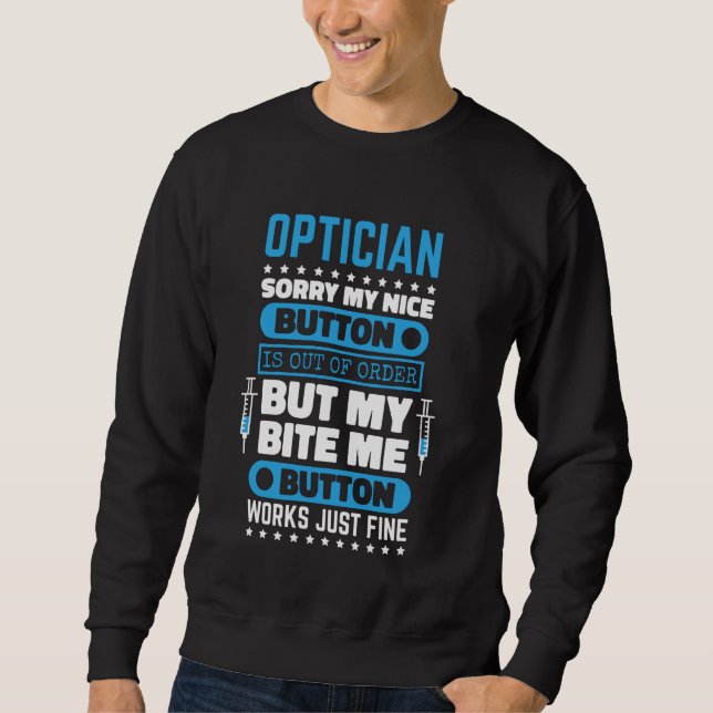 Moletom Botão Opticista Bite Me Funciona Bem para Oftalmol (Frente)