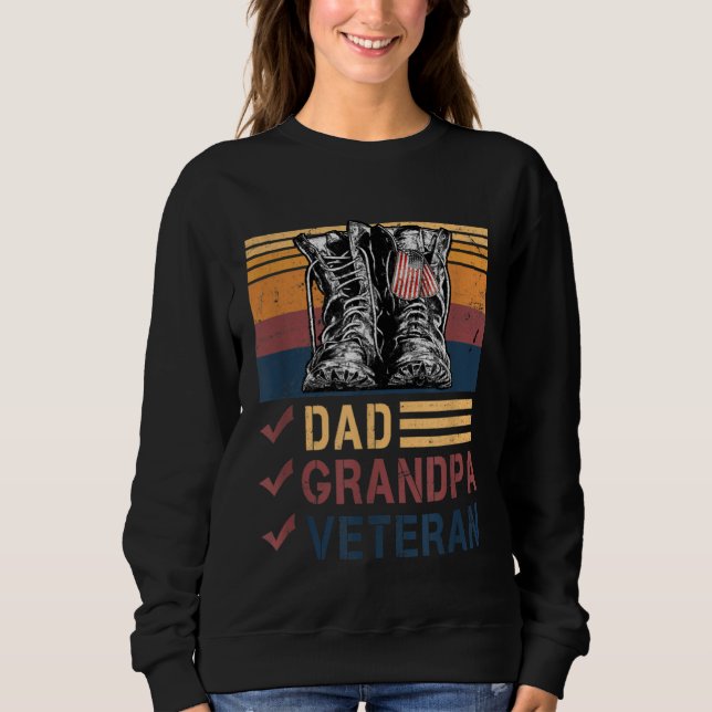 Moletom Botas de Combate Retro Bandeira dos EUA Dad Vovô V (Frente)