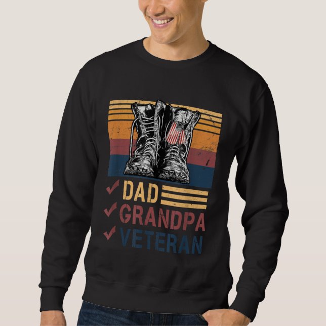 Moletom Botas de Combate Retro Bandeira dos EUA Pai Avô Ve (Frente)