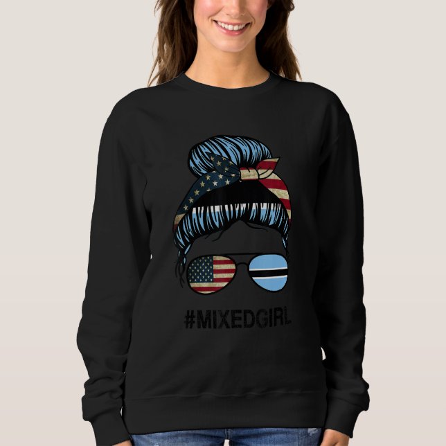 Moletom Botswana American Flag   USA Botswanan Messy Bun (Frente)
