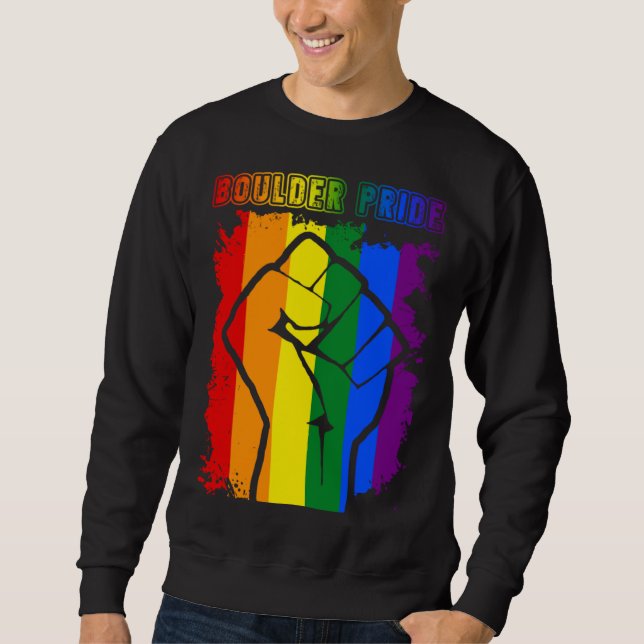 Moletom Boulder LGBT Pride Month LGBTQ Rainbow Flag Gay Le (Frente)