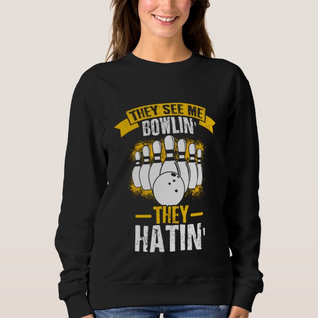 Moletom Bowling Ball Pin Bowler Strike Bowling Team Bowlin (Frente)