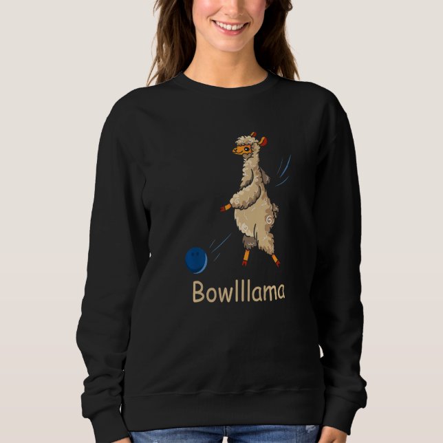 Moletom Bowling Funny Bowler Sport Llama Alpaca Bowlllama  (Frente)