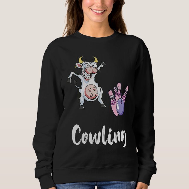 Moletom Bowling Pin Funny Bowling Bowler Cow Strike Bowlin (Frente)
