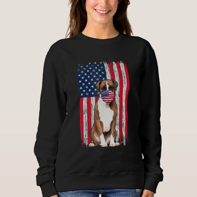 Moletom Boxer American Flag Dog Veste Face Máscara 4 de ju (Frente)
