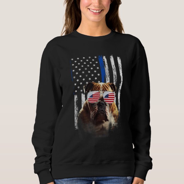 Moletom Boxer Dog American Flag Patriotic Boxer Dog 4th Of (Frente)