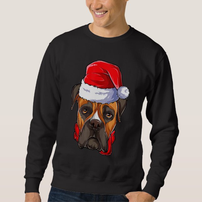 Moletom Boxer Dog Santa Claus Girls Roupa, Natal Wo (Frente)