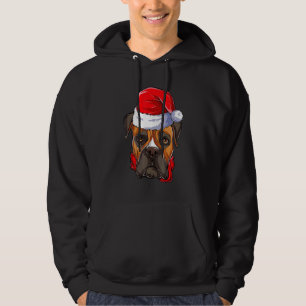 Moletom Boxer Dog Santa Claus Girls Roupa, Natal Wo
