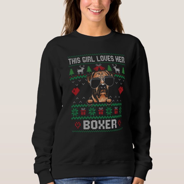 Moletom Boxer Girl Cool Ugly Christmas for Dog Mom Premium (Frente)