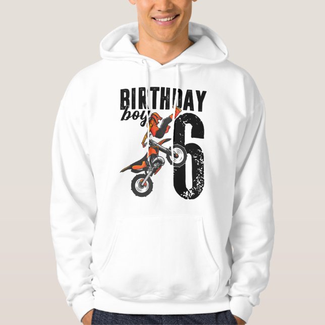 Moletom Boy Dirt Bike 6th Birthday Party Motocross 6 Years (Frente)
