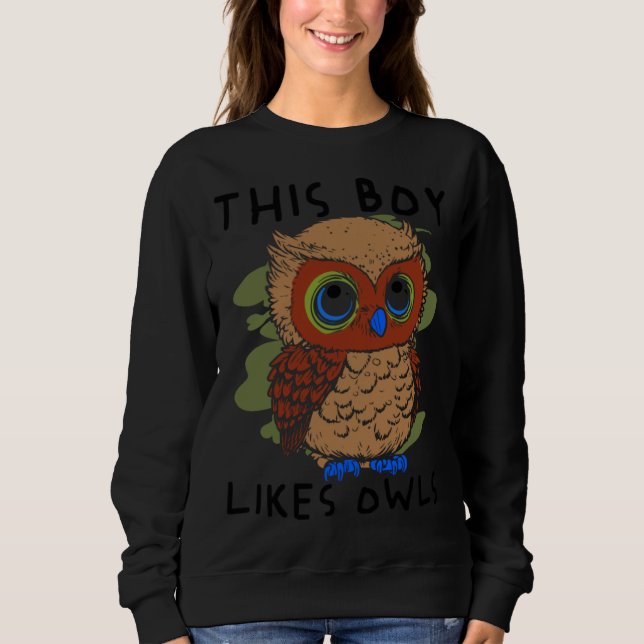Moletom Boy Likes Owls Artsy Animal Wildlife Bird Nature (Frente)