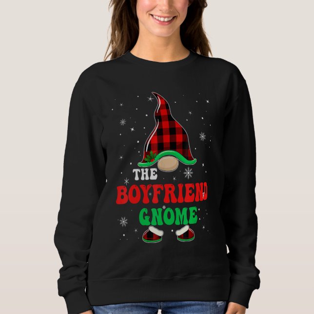 Moletom Boyfriend Gnome Buffalo Plaid Matching Christmas G (Frente)