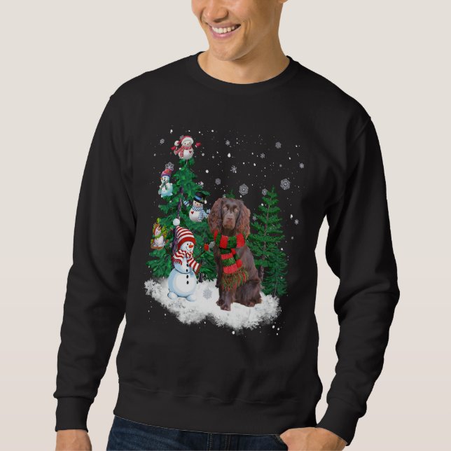 Moletom Boykin Spaniel Cão de Natal Snowman Xmas Tree Paj (Frente)