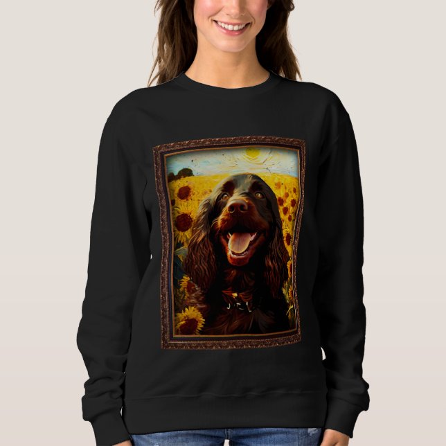 Moletom Boykin Spaniel Painting Sunflower Flower Mom Women (Frente)