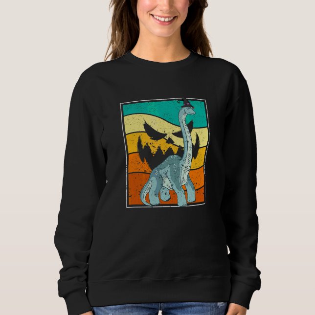 Moletom Brachiosaurus Bruxa Abóbora Halloween Dinossauro B (Frente)