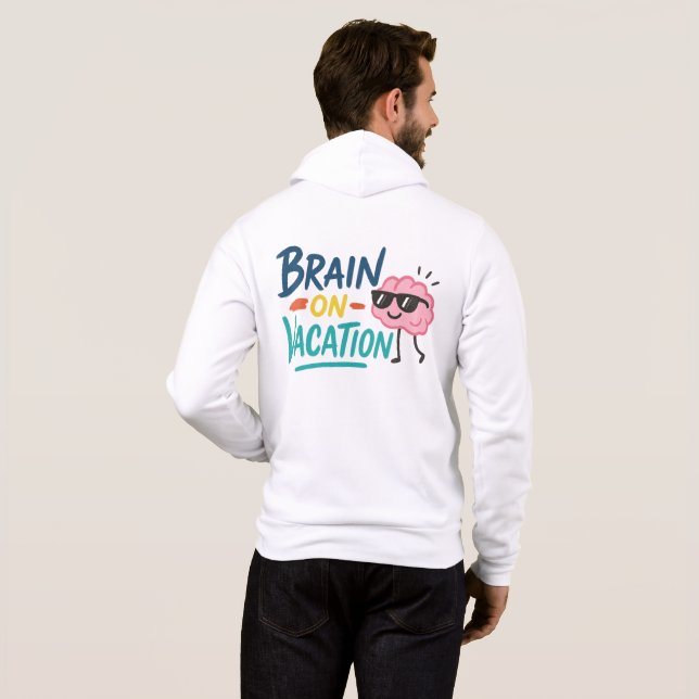 Moletom Brain on Vacation Zip-Up Hoodie  Funny Retro Chill (Parte Traseira Completa)