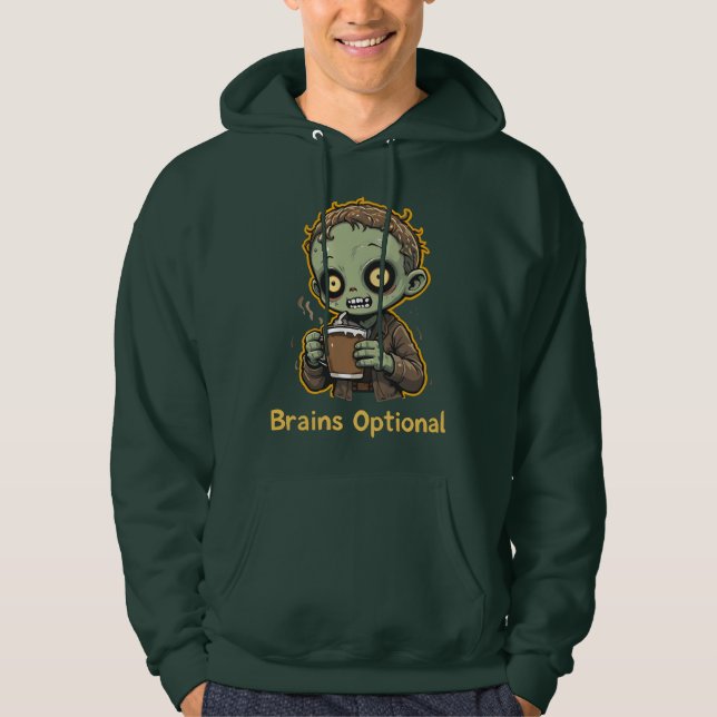 Moletom Brains Optional Zombie Coffee Funny Cute Undead  (Frente)