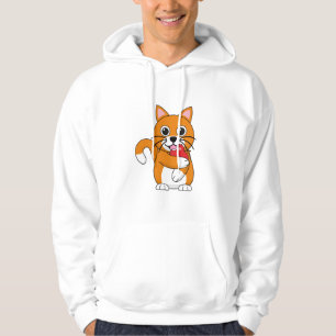 Moletom Branca De Gato Branco, Comendo Maçã Vermelha