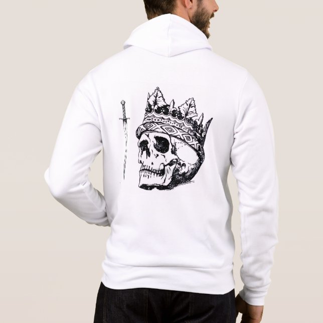 Moletom Branco Caveira Coronada e Adaga (Verso)