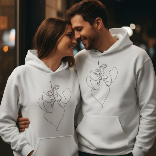 Moletom Branco Romântico para Casais (Criador carregado)