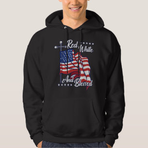 Moletom Branco Vermelho e abençoado EUA Bandeira Christian