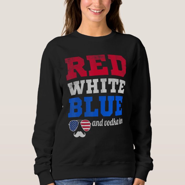 Moletom Branco Vermelho e Azul 4 de julho Bandeira (Frente)