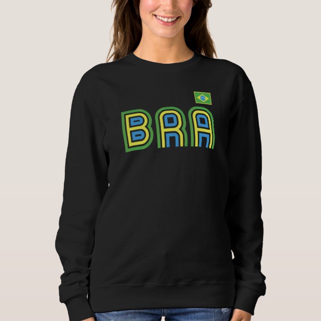 Moletom Brasil: Bandeira Retro Internacional País Brasil (Frente)