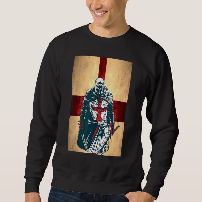 Moletom Brave Christian Crusader Warrior England Flag Knig (Frente)