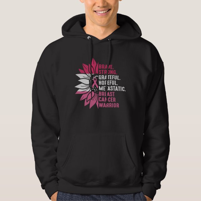 Moletom Brave Strong Grateful Breast Cancer Awareness (Frente)