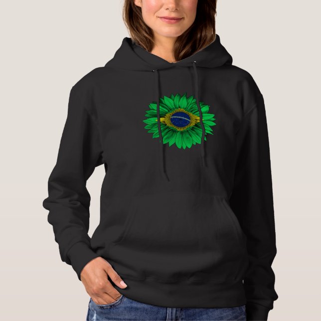 Moletom Brazil Flag Sunflower Brazilian Roots Proud Patrio (Frente)